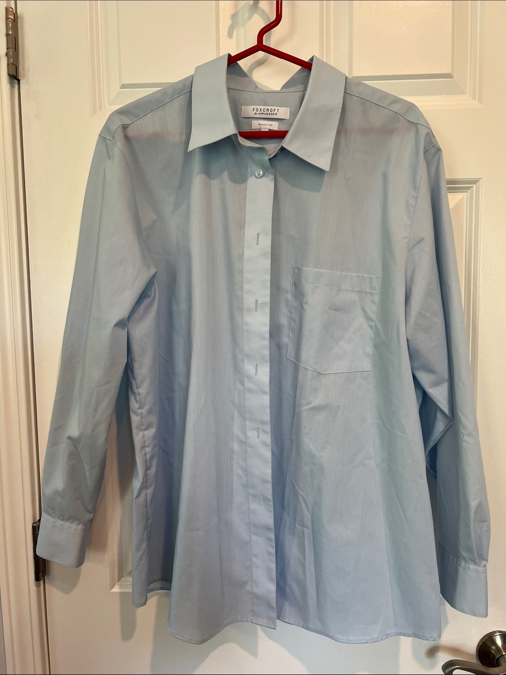 Foxcroft Pale Blue Long-Sleeve Dress Shirt - Size 16W